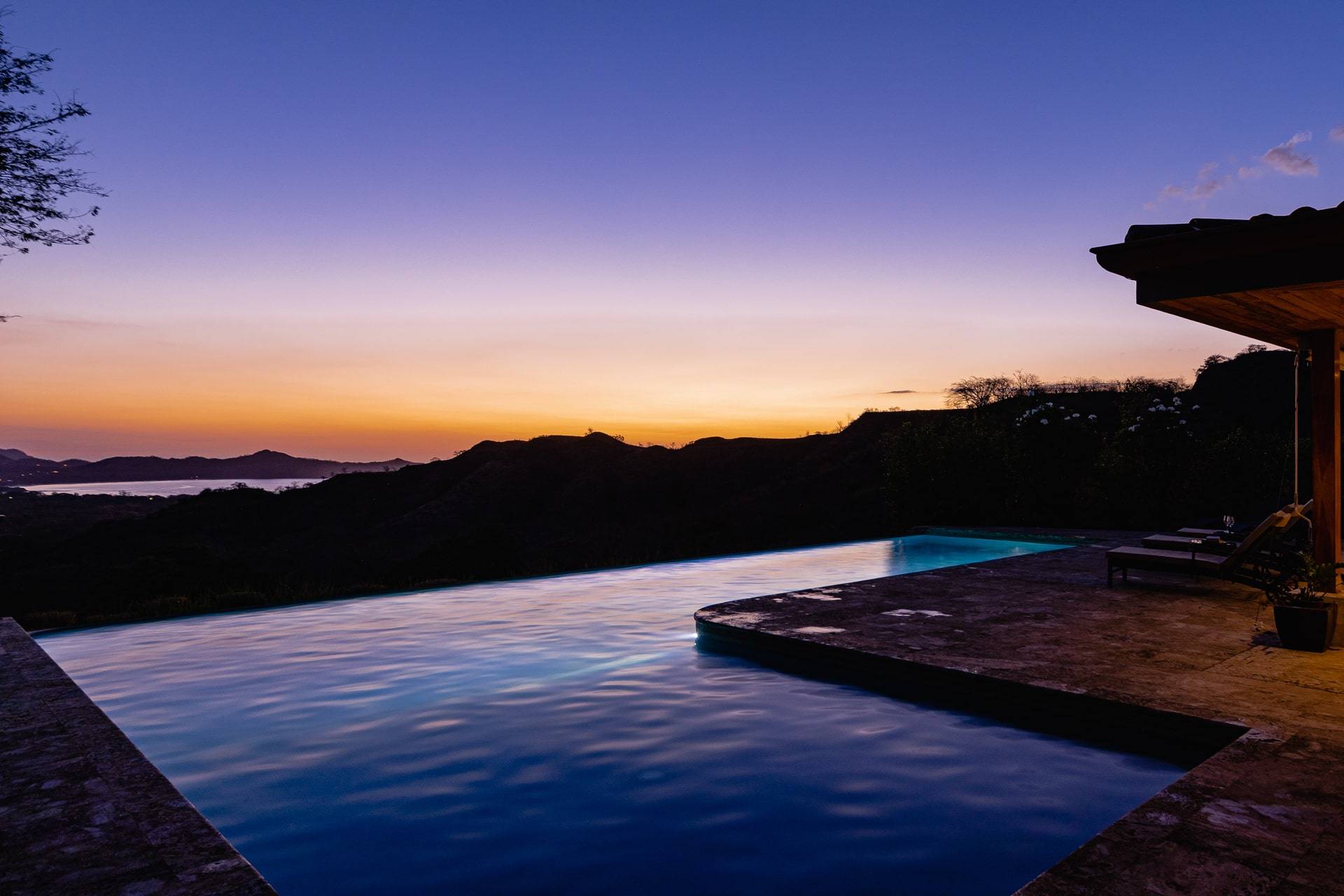 pool and sunset in Costa Rica